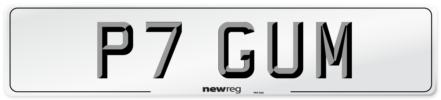P7 GUM Number Plate from New Reg